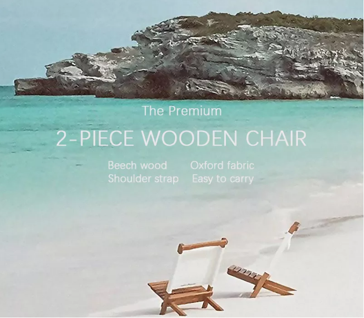 Hangrui Portable Wood Frame Beach Chair for Picnics, Camping, and Leisure Activities