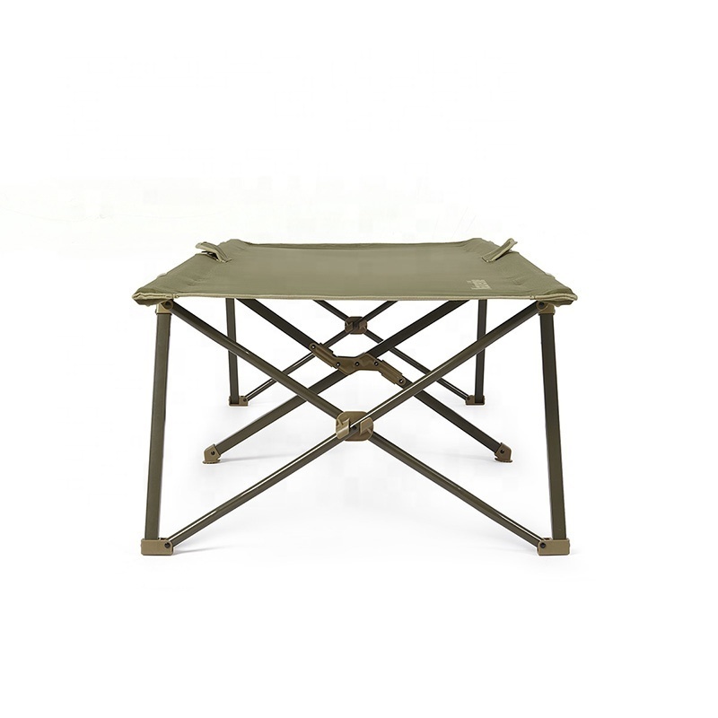 Hangrui Army Green Metal Folding Cot Bed Portable Outdoor Camping and Gym Furniture with Widen Camp Tent