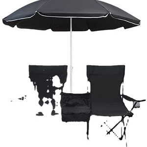 Hangrui 2 Person Folding Camping Chair with Umbrella and Cooler Bag for Outdoor Activities