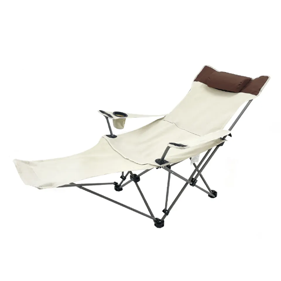 Hangrui Oversized Outdoor Folding Reclining Beach Chair with Footrest - Perfect for Camping