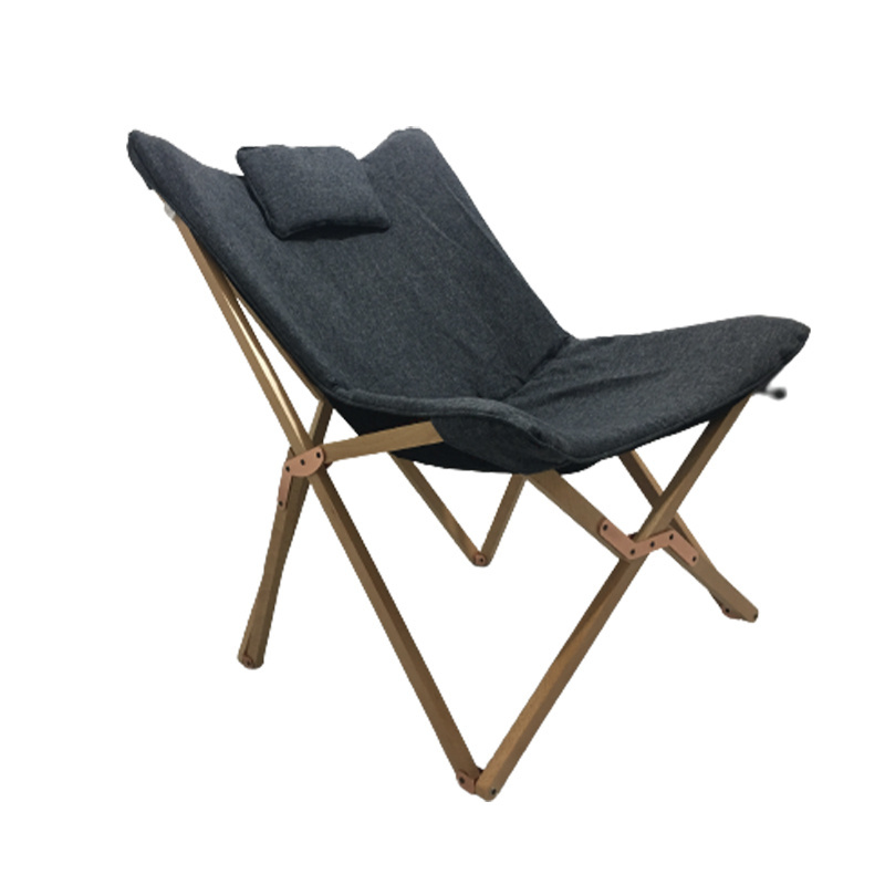 Outdoor Customized Large Leisure Folding Chair Camping Picnic Lounge Chair Wooden Frame Foldable Nordic Butterfly Chair