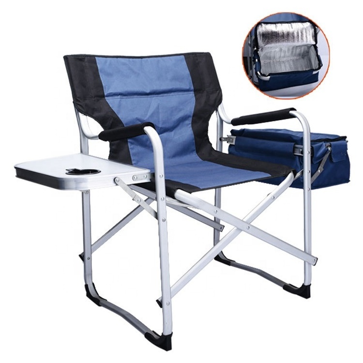 Hangrui  Outdoor Director Chair Supports Wide Fully Back padded folding chairs with side table and cooler box Garden chair