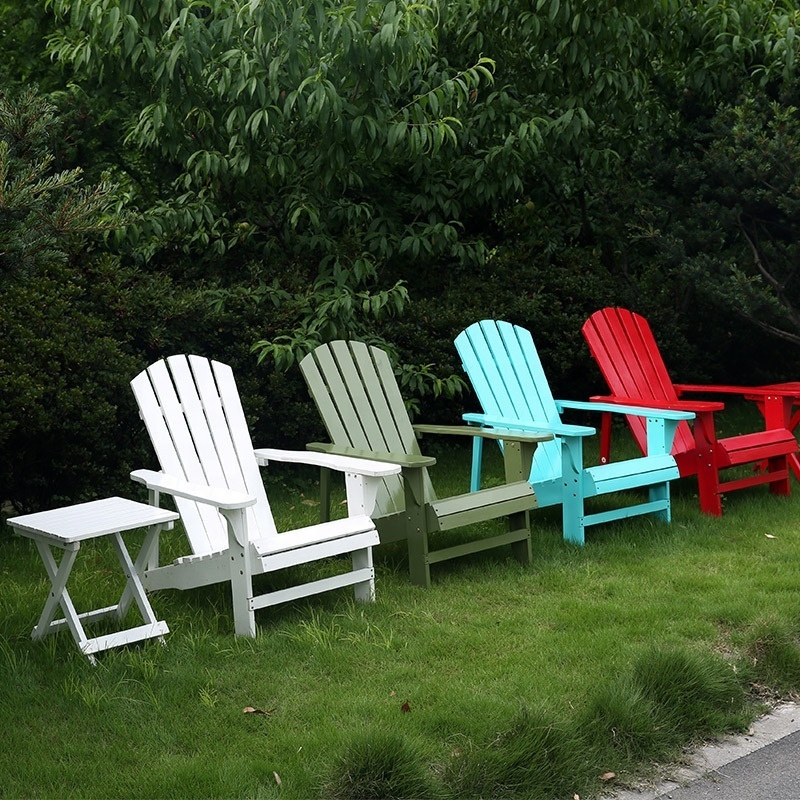 Hangrui Outdoor Solid Wood Adirondack Chair and Side Table Set - Perfect for Patio, Beach, and Deck