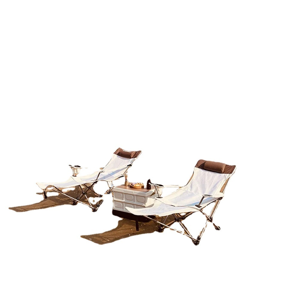 Hangrui Oversized Outdoor Folding Reclining Beach Chair with Footrest - Perfect for Camping