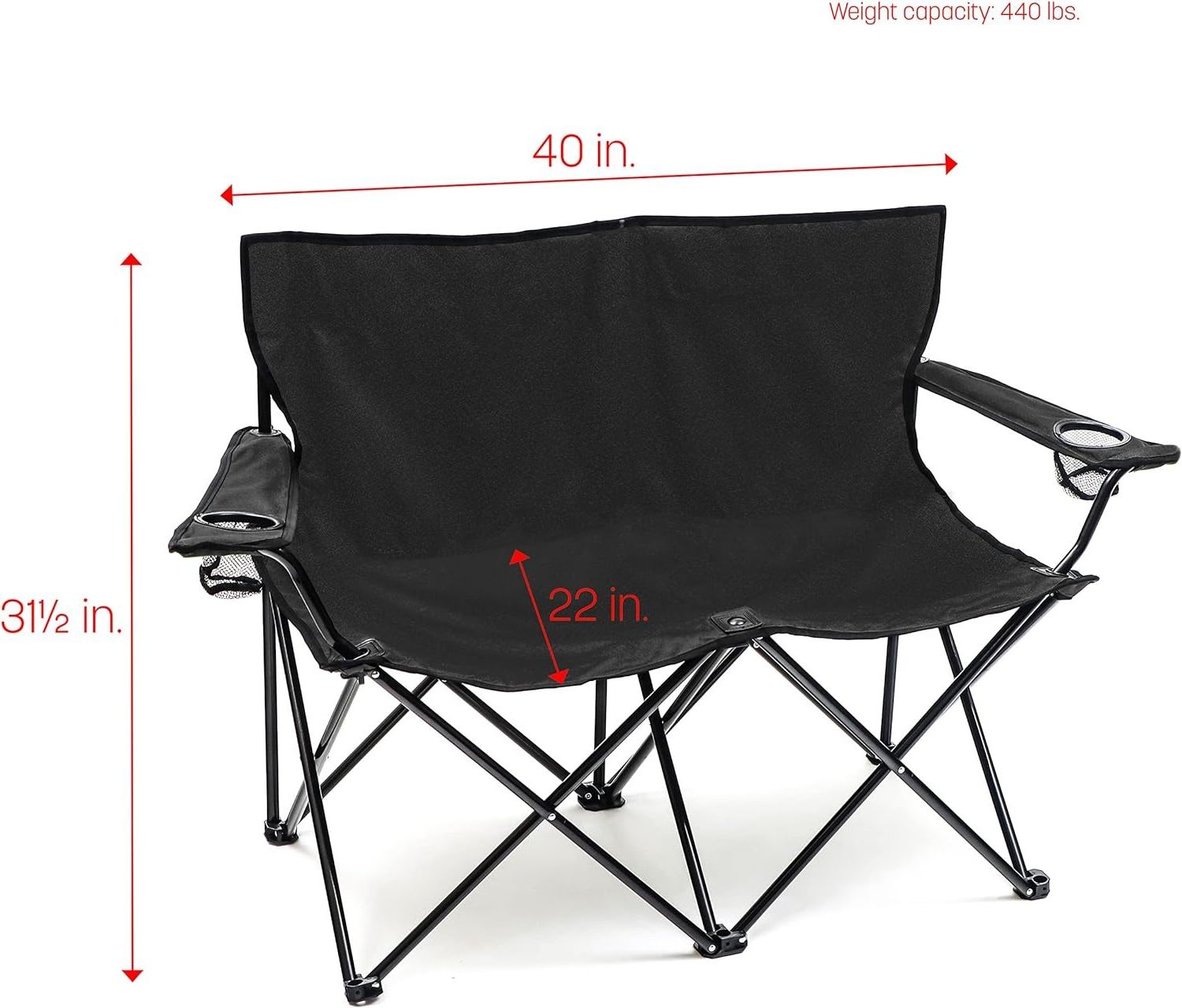 Hangrui Oxford Quick Open Lazy Loveseat Double Seat for 2 People, Fabric Alloy Steel Outdoor Furniture for Beach and Camping