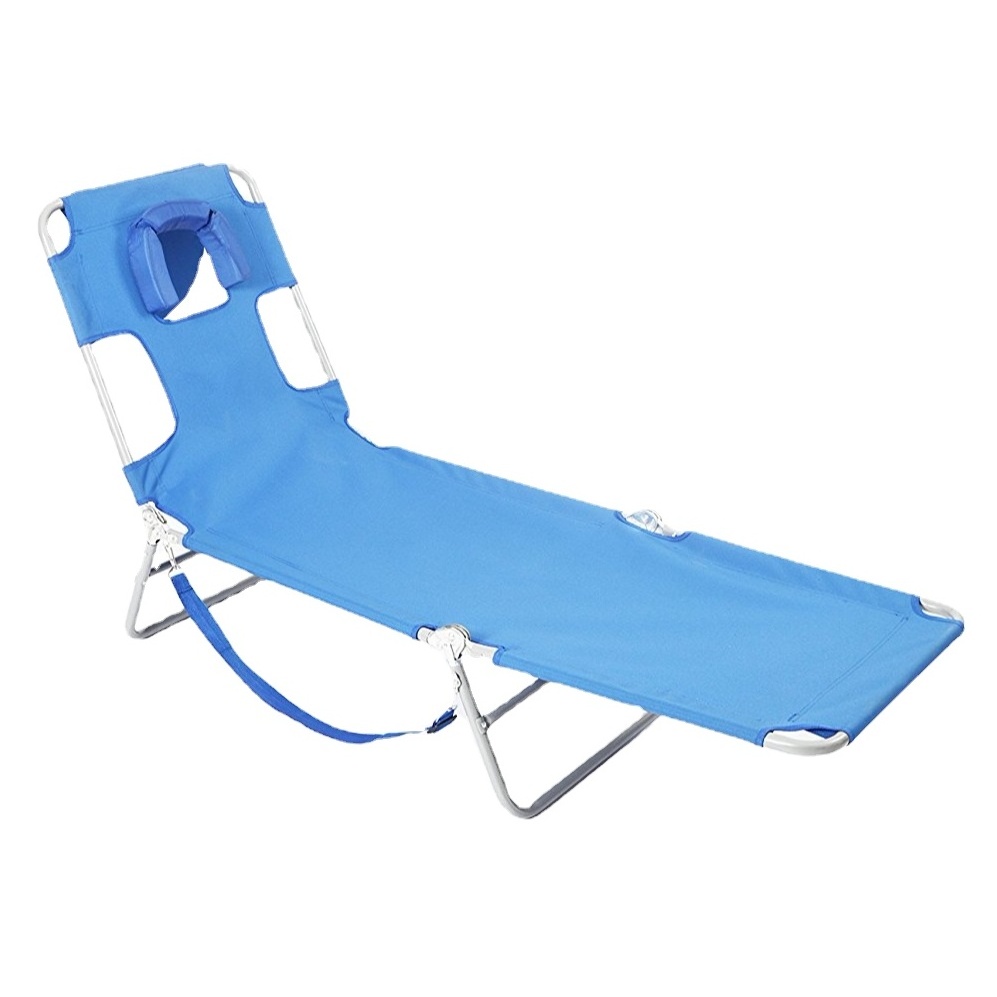 Hangrui Folding Chaise Lounge Chair with Face Hole - Perfect for Reading, Sunbathing, and Camping!