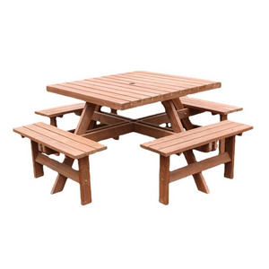 Hangrui Outdoor Patio Table and Benches Set for Dining, Picnic, and Beach - Customizable