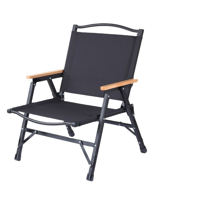 Hangrui Portable Removable Camping Low Double Kermit Chair with Oxford Aluminum Wood Grain Table - Ideal for Picnics and Fishing