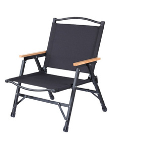 Hangrui Portable Removable Camping Low Double Kermit Chair with Oxford Aluminum Wood Grain Table - Ideal for Picnics and Fishing