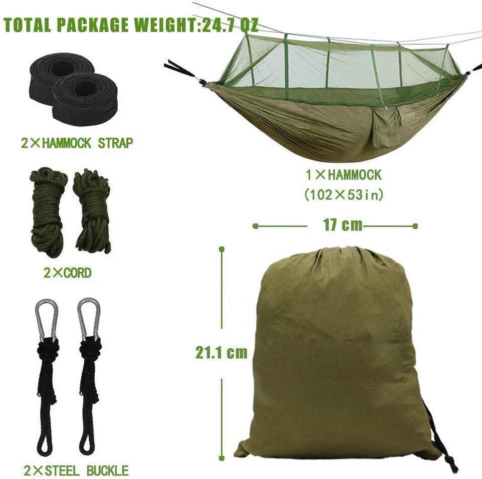 Outdoor High Capacity Camping Hammock Net Lightweight Portable Double Parachute Hammocks for Hiking