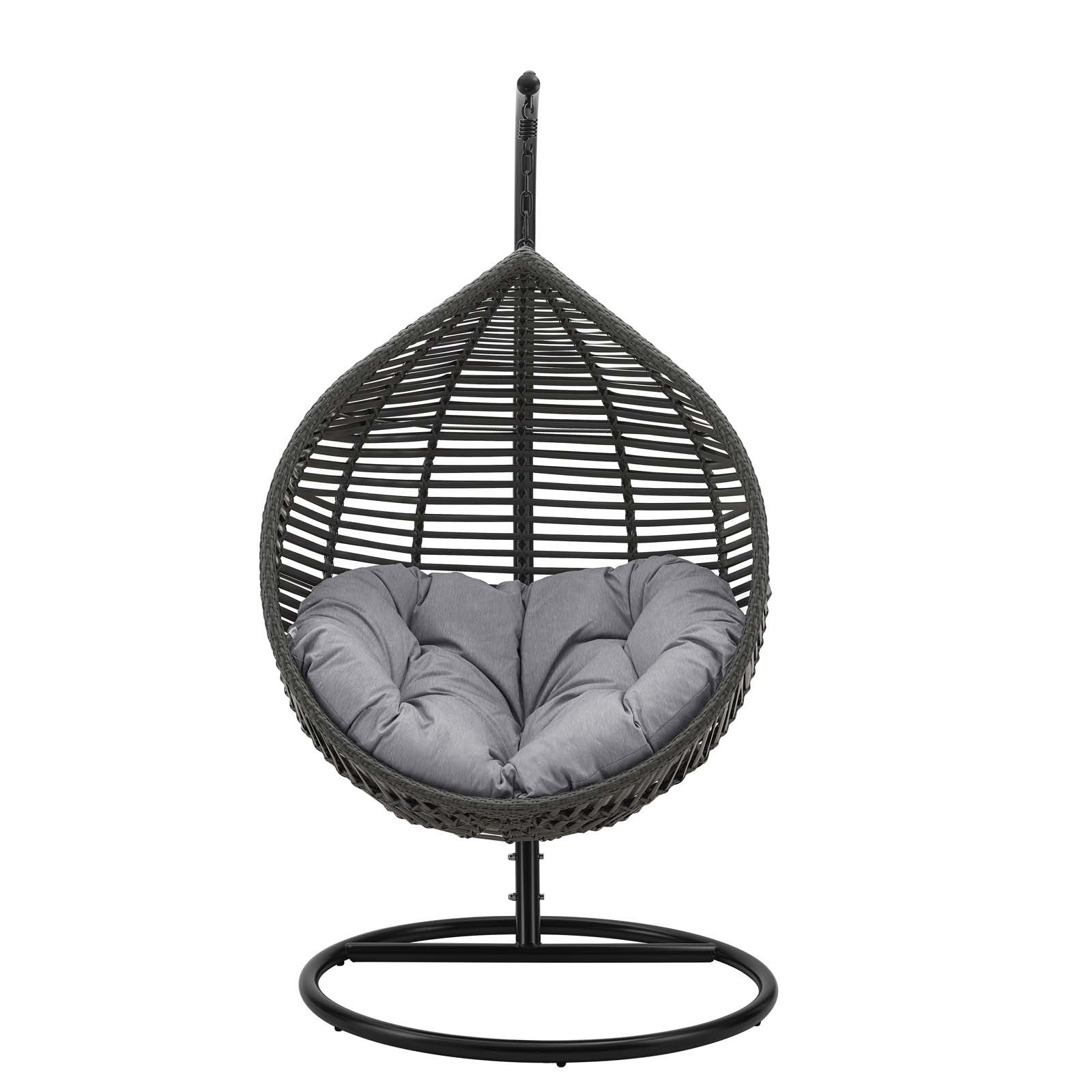 Hangrui HWQQ003 Outdoor Hanging Swing Chair with Rattan Material and Egg Shape Design for Garden or Indoor Use