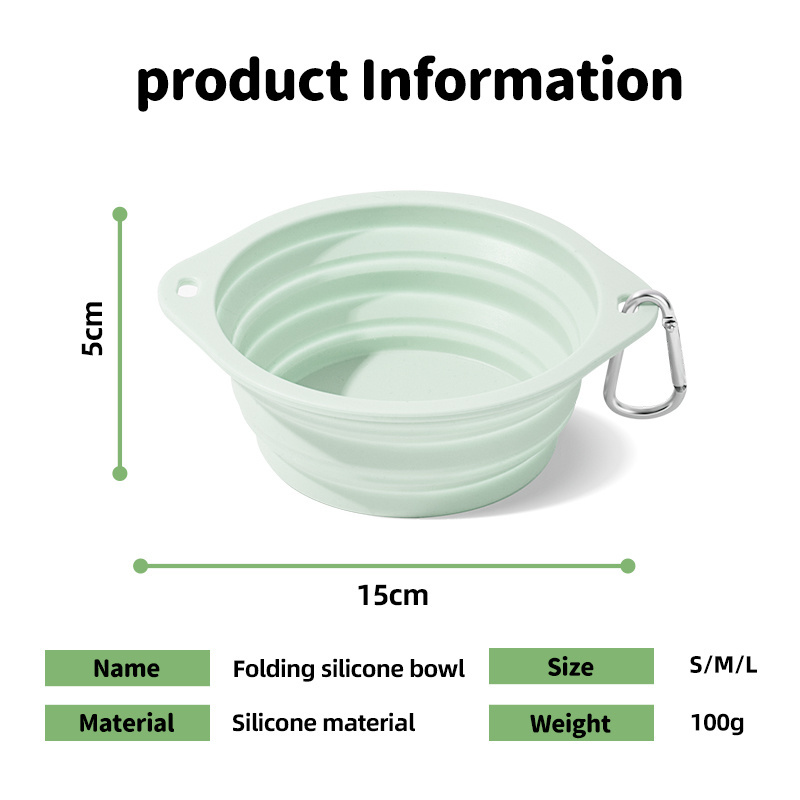 Custom 350ml 650ml 1L Pet Portable Folding Bowl Outdoor Cat and Dog Drinking Silicone Folding Bowl for Walking Hiking Camping