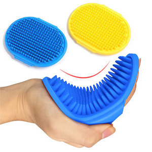 Pet Shampoo Bath Brush Soothing Massage Rubber Comb with Adjustable Ring Handle for Long Short Haired Dogs and Cats