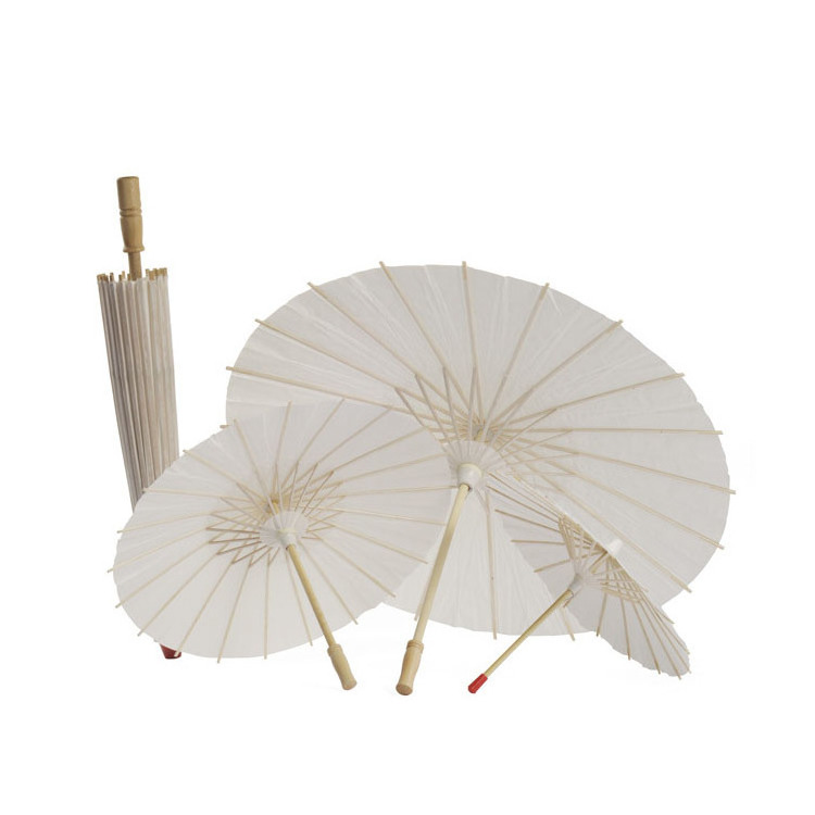 Traditional Plain Outdoor Parasol Sun White Chinese Oil Paper Umbrella