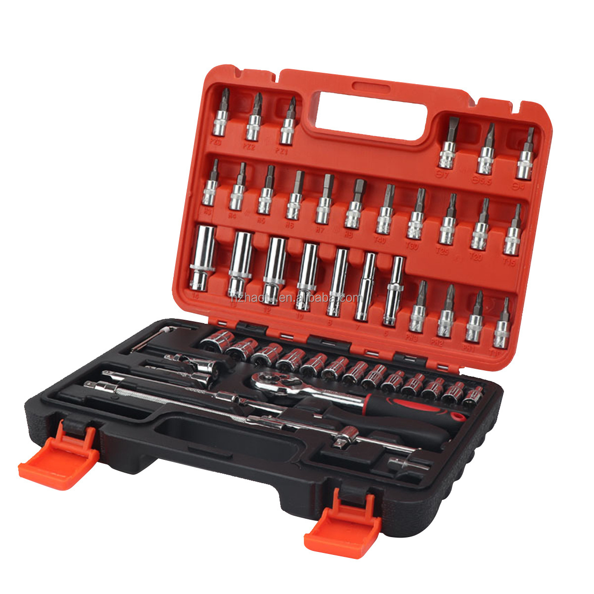 53pcs Heavy Duty CRV Car Ratchet Wrench Socket Set with Plastic Box