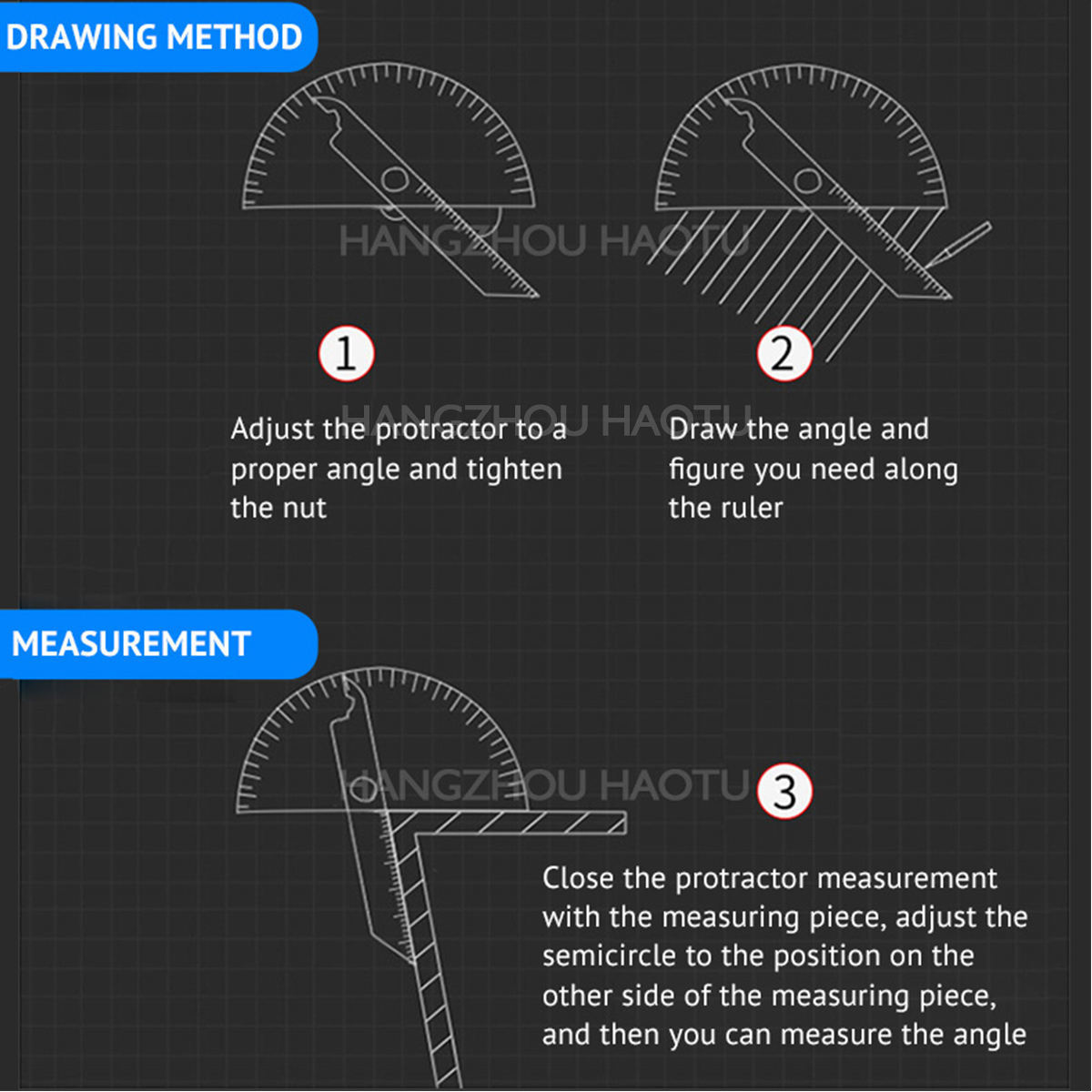 180 Degree Professional Carpentry Tool Rotary Type Metal Angle Finder Protractor