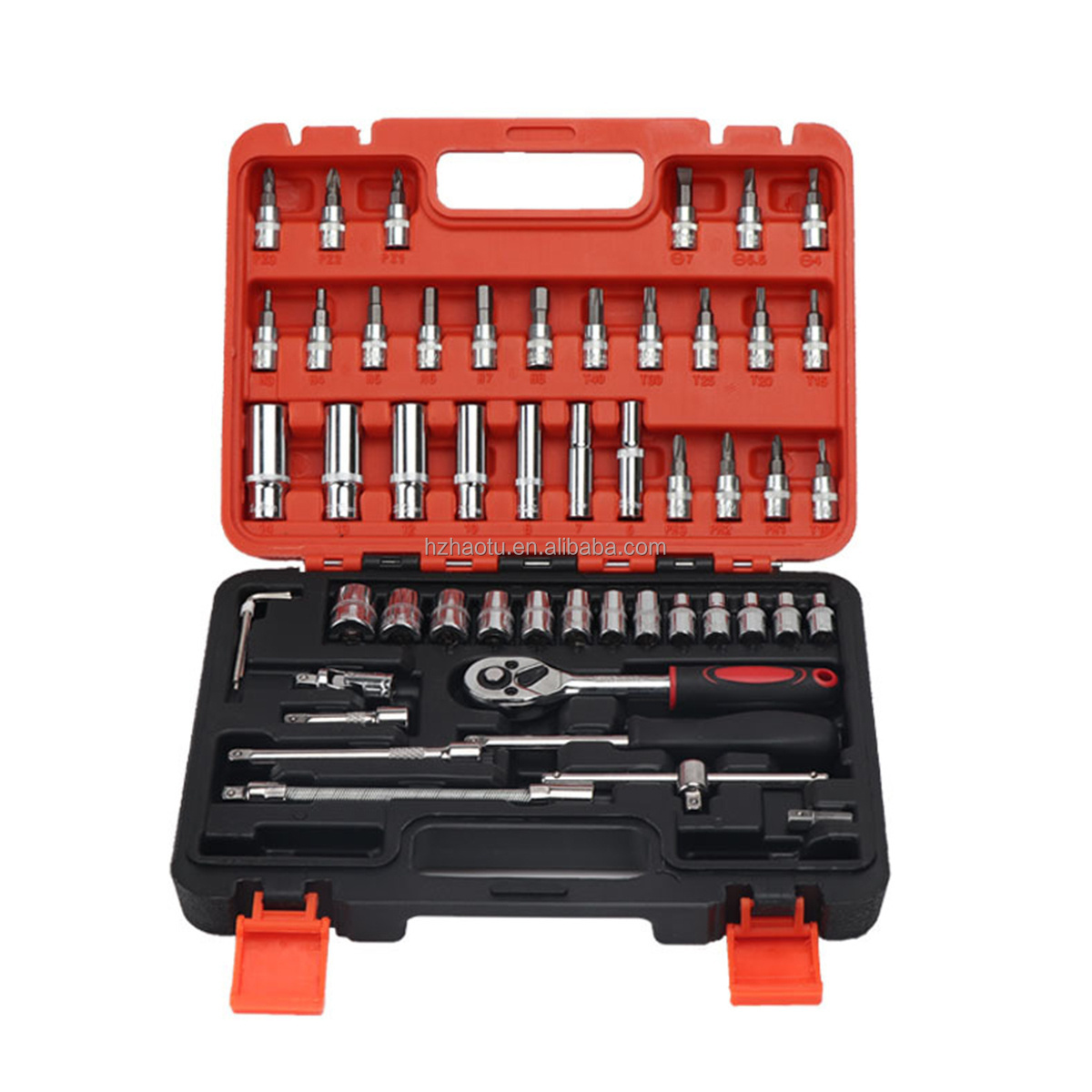 53pcs Heavy Duty CRV Car Ratchet Wrench Socket Set with Plastic Box