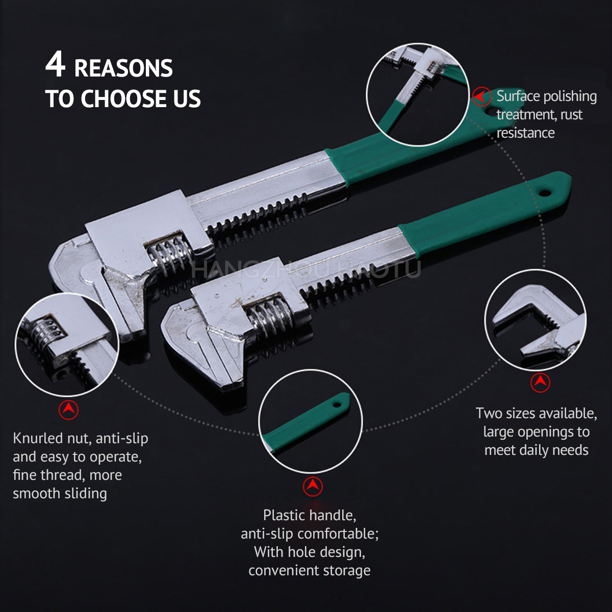 Plastic Dipped Handle F Type Pipe Multifunction Monkey Adjustable Wrench