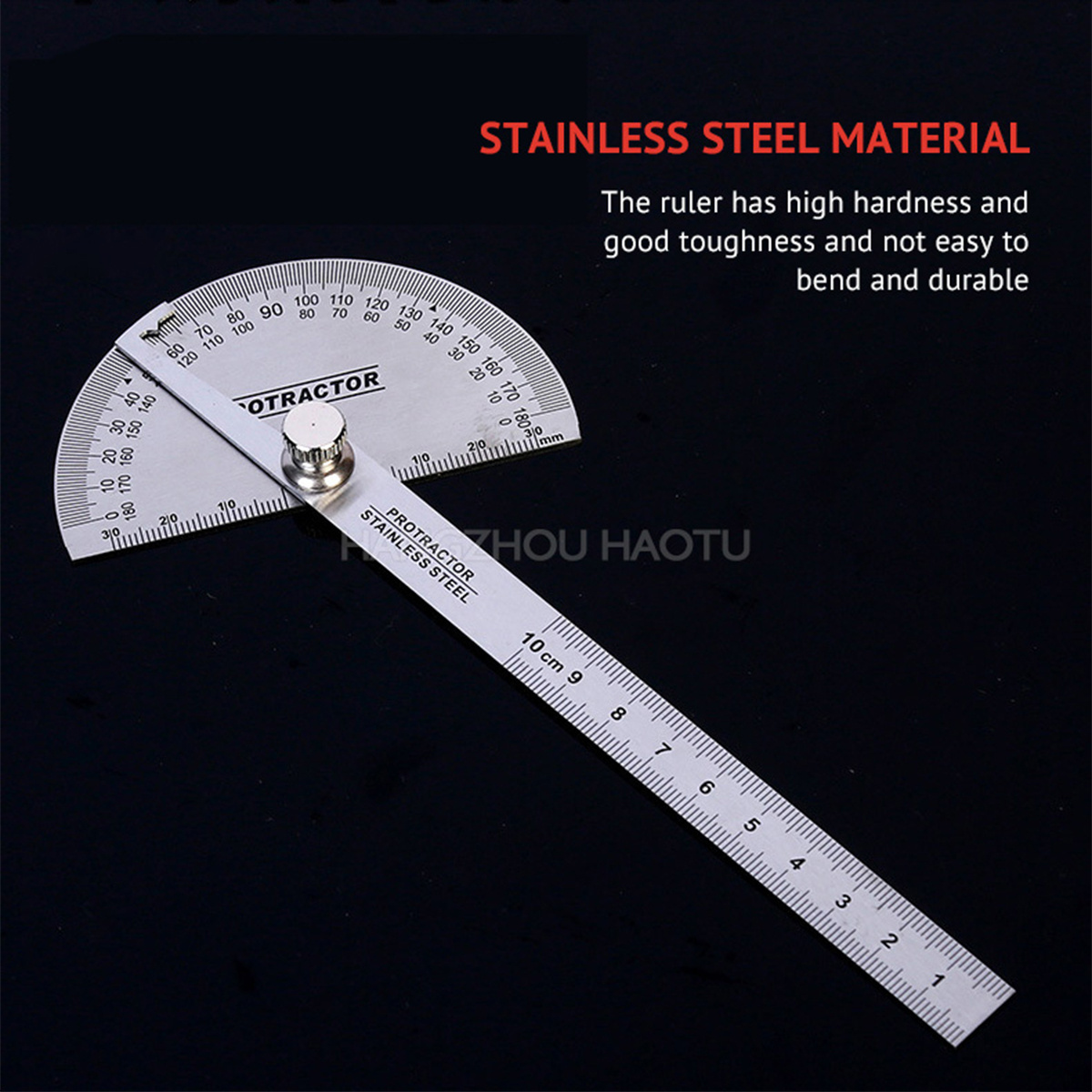 Carpentry Stainless Steel Measuring Tool Rotary Type 180 Degree Angle Protractor