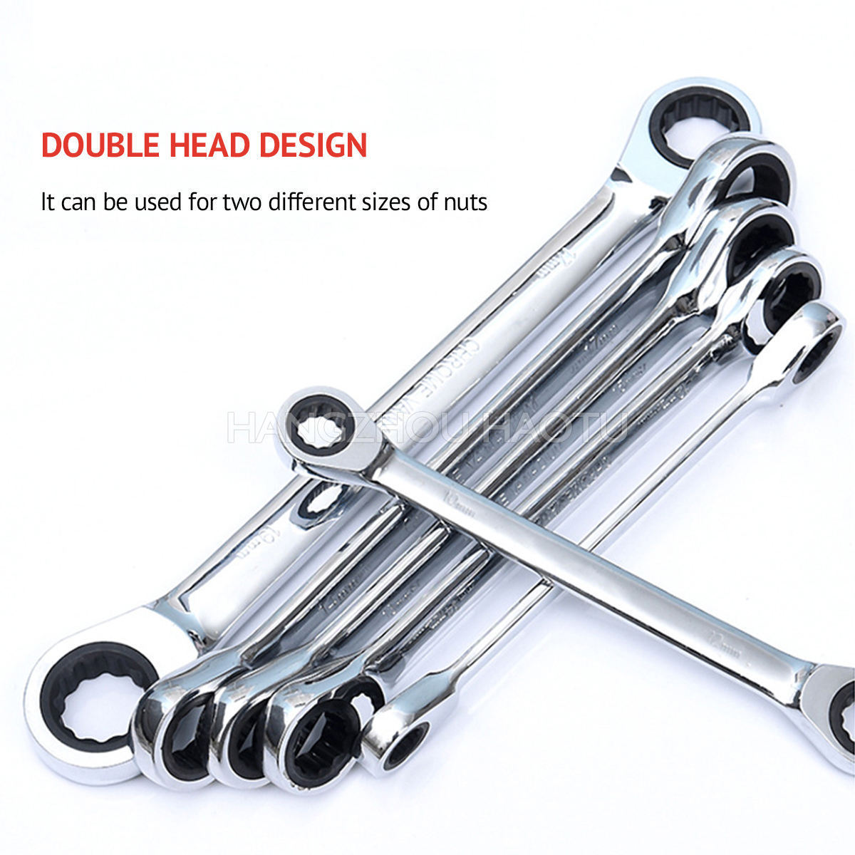 Metric Carbon Steel Fixed Head Double Sided Box End Ratchet Ring Wrench