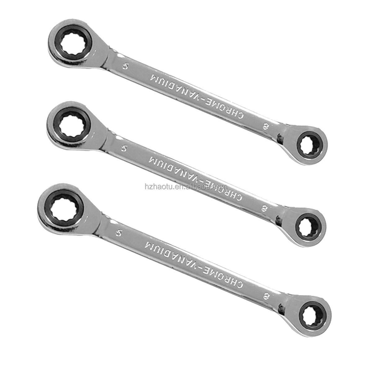 Metric Carbon Steel Fixed Head Double Sided Box End Ratchet Ring Wrench