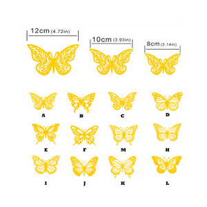 Gold butterfly 12 pcs wedding bouquet decorating silver butterfly paper toppers for cake decorating party supplies