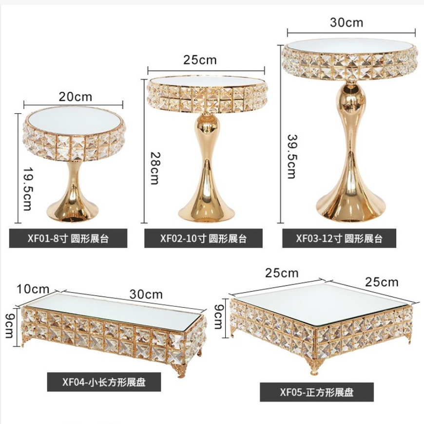 Luxury high-end crystal Combo cake stand set for dessert table wedding babyshower party decoration electroplating cupcake server