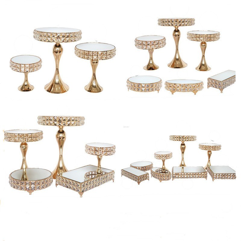 Luxury high-end crystal Combo cake stand set for dessert table wedding babyshower party decoration electroplating cupcake server