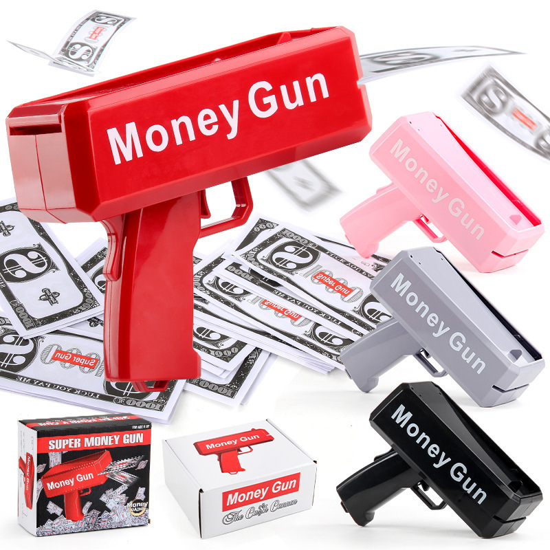 Wholesale electric plastic money spray gun money spitting pistol banknote gunspitting machine toy props money spitting gun