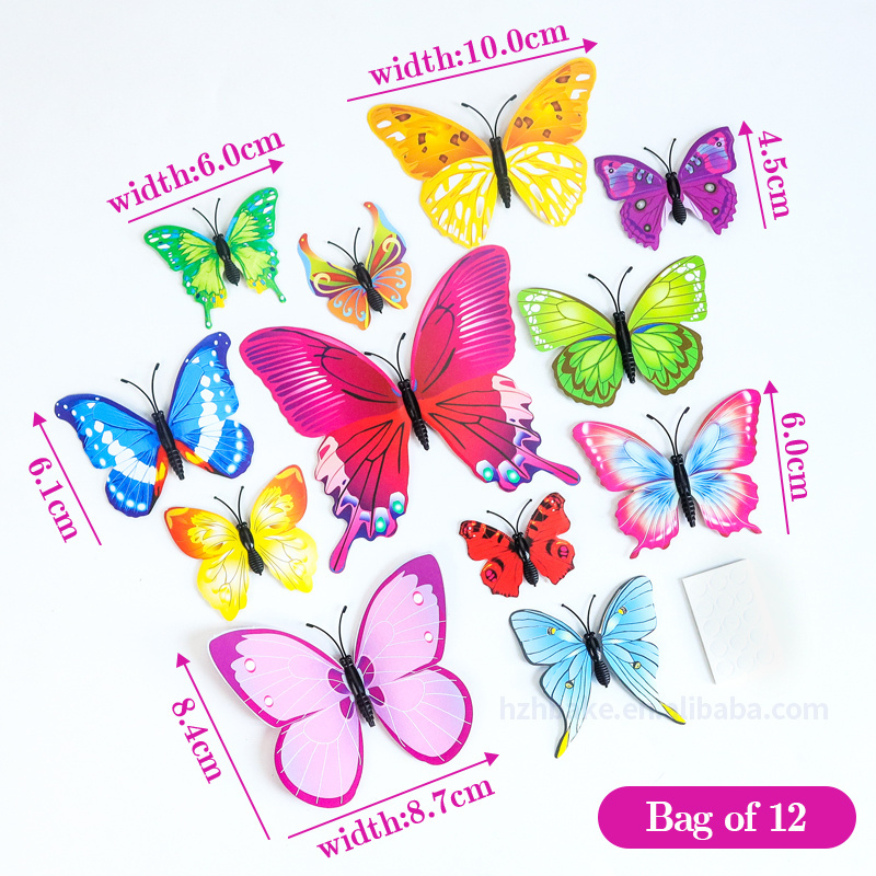 New Plastic Butterfly Set cake toppers decoration pink red blue green 12pcs set plastic Butterflies