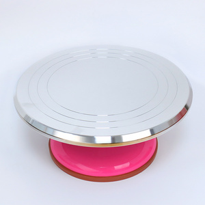 Wholesale Hot Wedding Party Supplies Cake Accessory 12" Aluminium Alloy Metal Cake Turntable Rotating Cake Dessert Stand