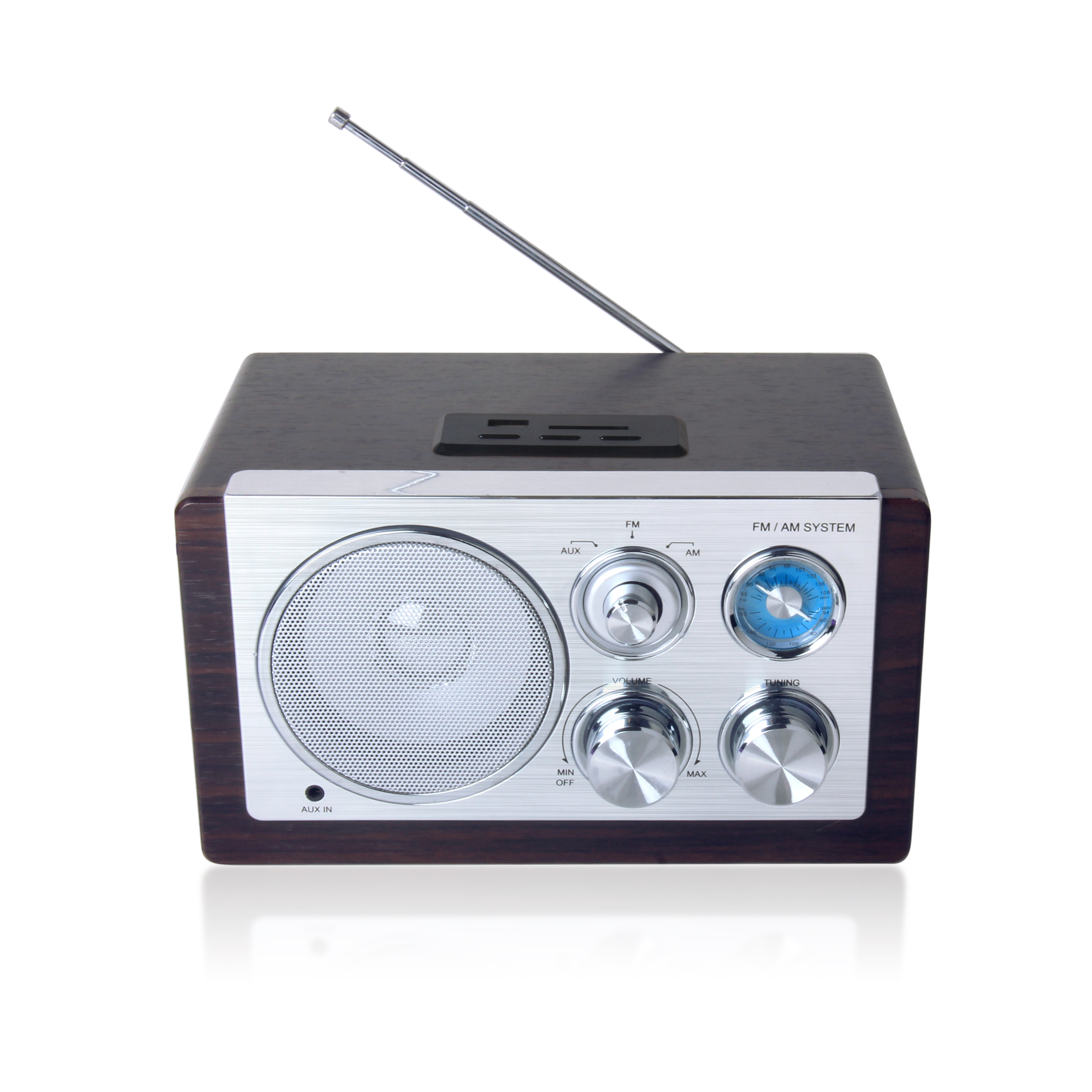 Portable Retro FM AM  Transistor  Rechargeable Radio with USB TF SD  Aux in port