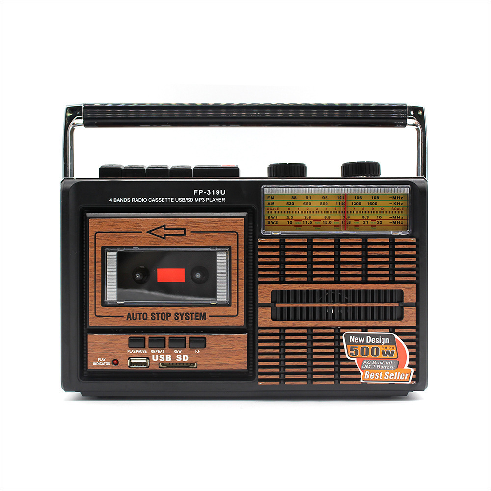 Portable Home Multifunction AM FM SW 1 2 Band Radio with Cassette Recorder USB SD Card