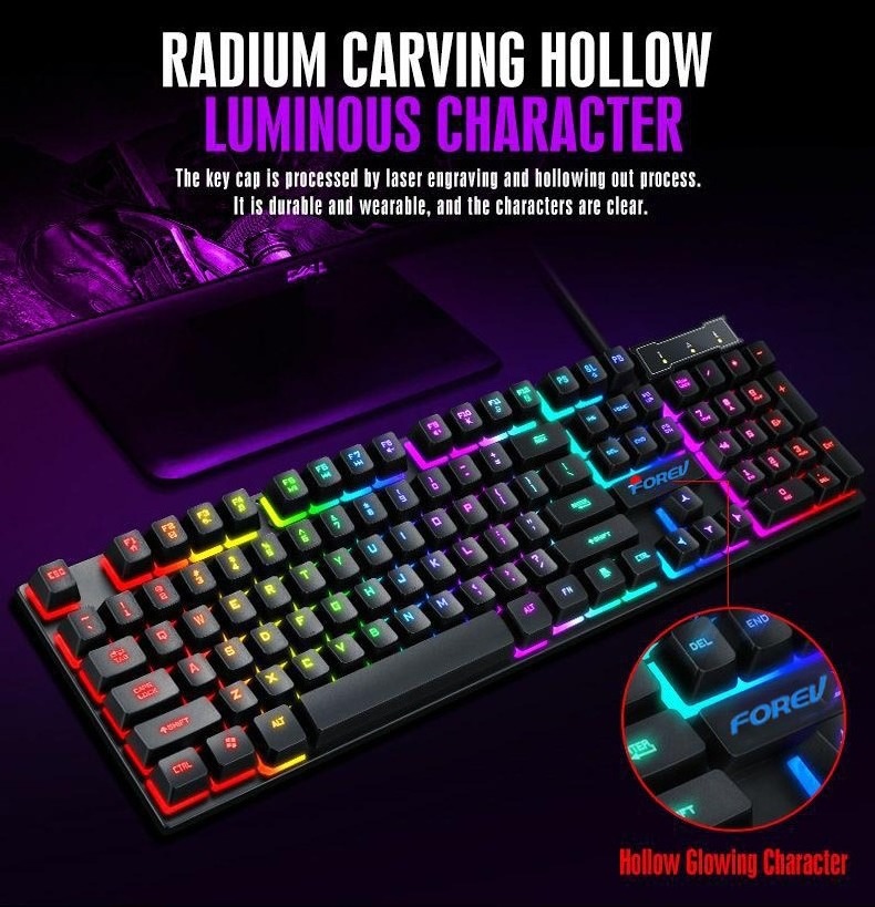 RGB Gaming Set Arabic Spanish English Waterproof Keyboard and Mouse Combo RGB Gaming Keyboard Combo Keyboard Mouse Combos