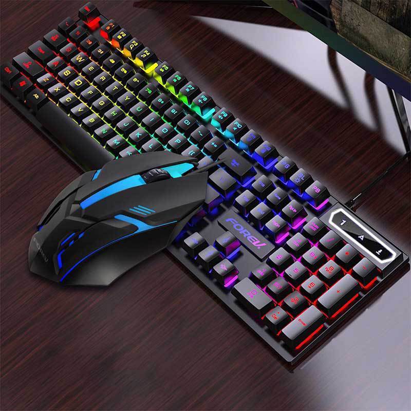 RGB Gaming Set Arabic Spanish English Waterproof Keyboard and Mouse Combo RGB Gaming Keyboard Combo Keyboard Mouse Combos