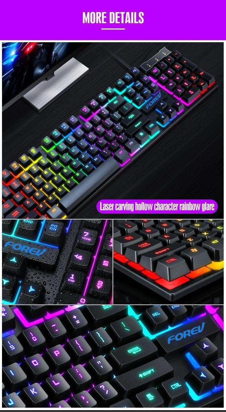 RGB Gaming Set Arabic Spanish English Waterproof Keyboard and Mouse Combo RGB Gaming Keyboard Combo Keyboard Mouse Combos