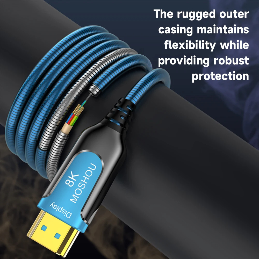 New Customized 8K HDMI Fiber Optic Cable 48Gbps Ultra High Speed HDMI 2.1Cable 8K 60Hz 4K 120Hz Dynamic HDR eARC HDCP 2.2&2.3