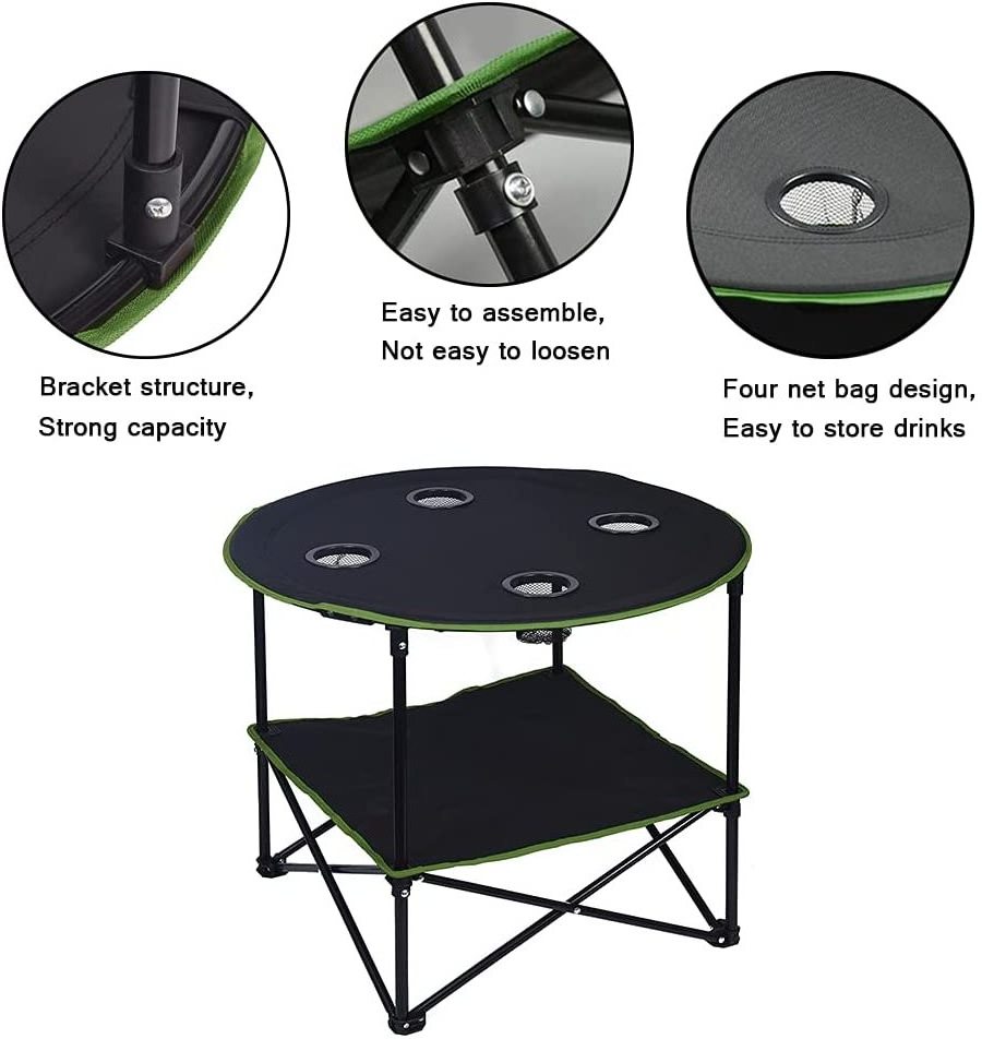 Customized Wholesale China new design fishing portable round folding table for outdoor camping furniture