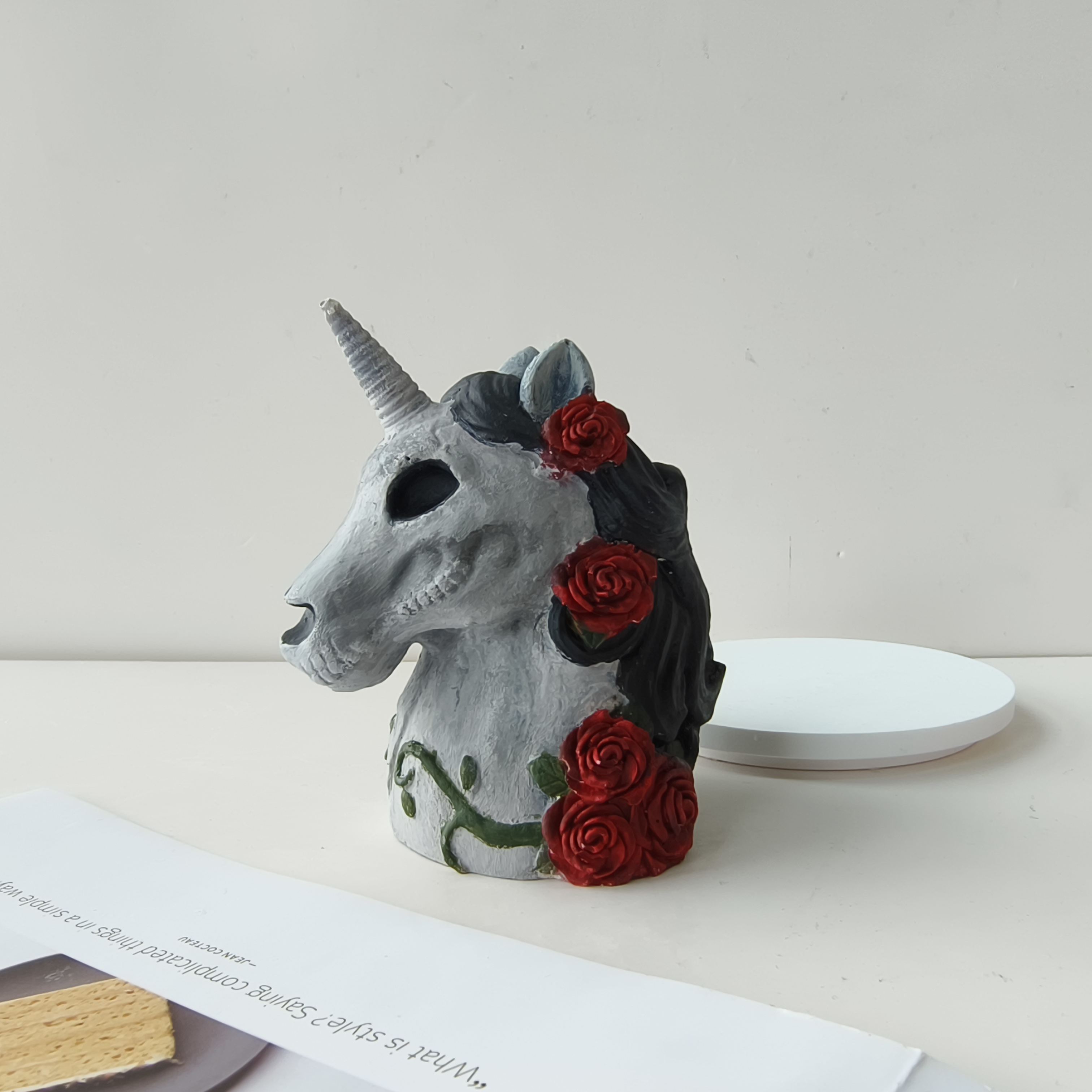 J10109 Creative 3D Unicorn Silicone Mould Handmade Home Decoration Painted Plaster Mould Aroma Candle Silicone Mould