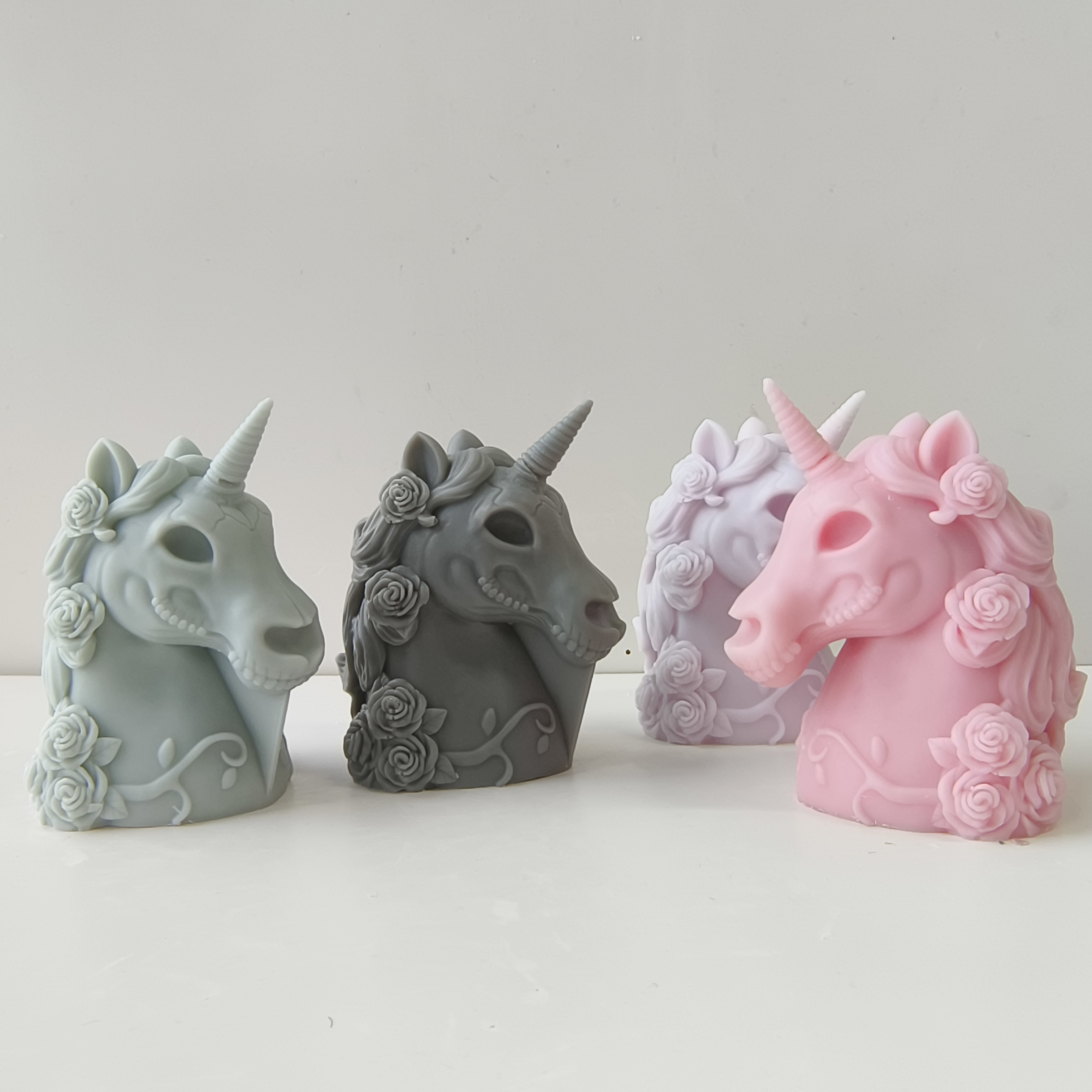 J10109 Creative 3D Unicorn Silicone Mould Handmade Home Decoration Painted Plaster Mould Aroma Candle Silicone Mould