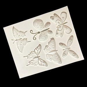 J254 Silicone Mold Fondant Molds Butterfly Series Cake Decorating Tools Handmade 3D Resin Mold Eco-friendly Silicone Rubber