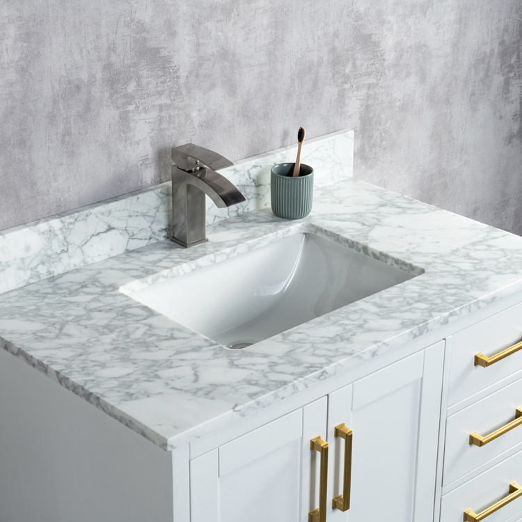 Home dee Marble Ceramic Washstand Washbasin Bathroom Cabinets White Lacquer Vanity