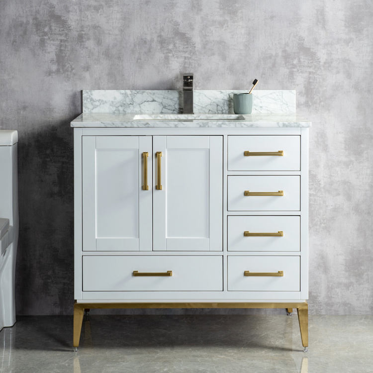 Home dee Marble Ceramic Washstand Washbasin Bathroom Cabinets White Lacquer Vanity