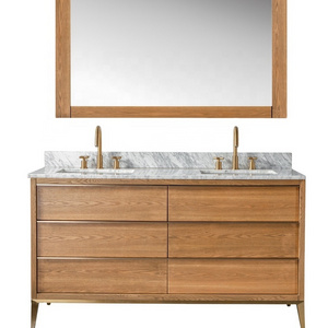 Homedee 60 inch ash veneer solid wood bathroom vanity