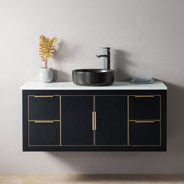 wall-mounted carved stone bathroom vanity