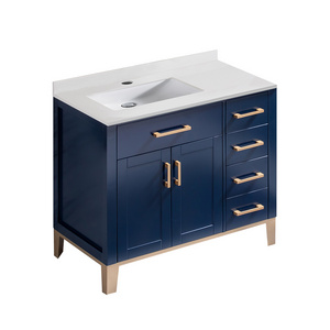 Homedee Free Standing Navy blue 36 Inches Bathroom Vanity with stainless steel Legs