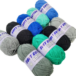 Spot 46 colors soft hand knitted blended yarn 60% cotton 40% acrylic 2mm yarn for crocheting and machine knitting