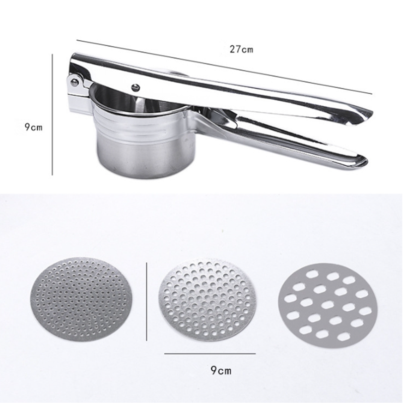 Large Capacity  Stainless Steel Potato Ricer Fruit and Vegetables Masher with 3 Interchangeable Discs