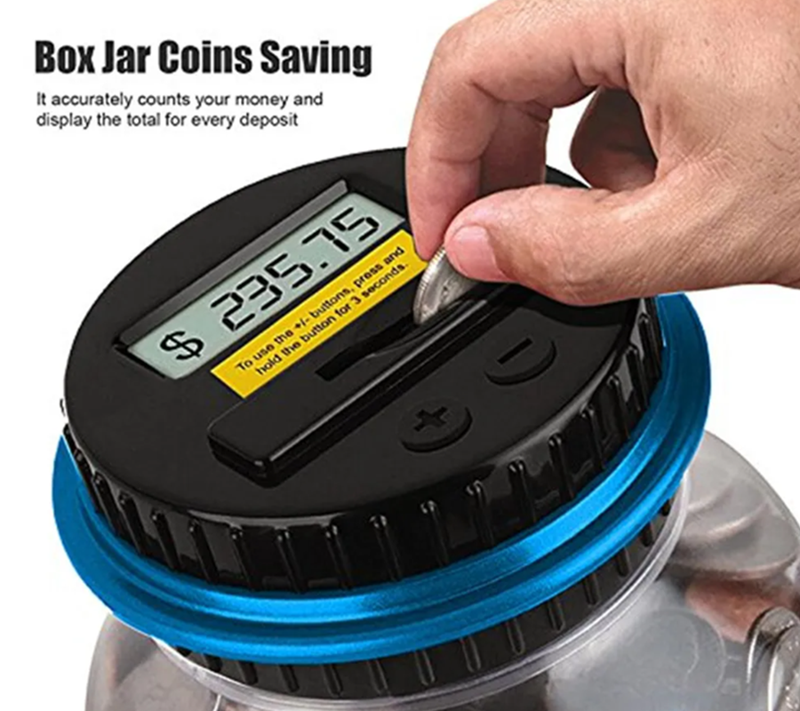 Large Piggy Bank for Boys Adults, Digital Coin Counting Bank with LCD Counter, 1.8L Capacity Coin Money Jar