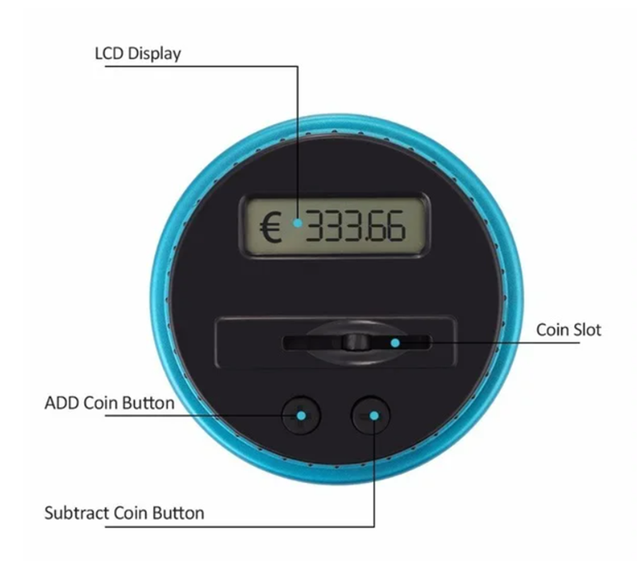 Digital Coin Counting Bank with LCD Counter, 1.8L Capacity Coin Bank Money Saving Jar for Adults, Designed for All US Coins